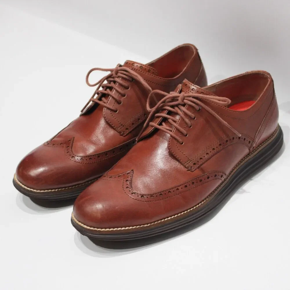 Cole Haan Original Grand Wingtip Oxford Shoes Brown Leather Men Size 10.5M - Picture 2 of 16